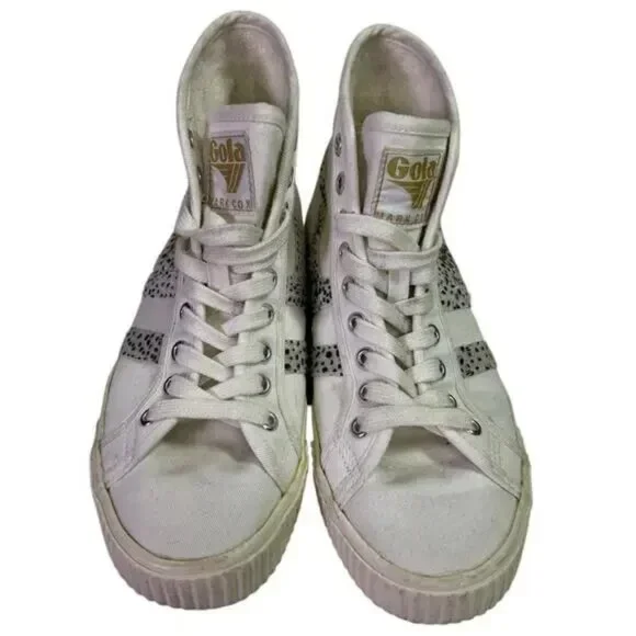 Gola Tennis Mark Cox High CLB093 White Canvas Lifestyle Sneakers 7 - Picture 2 of 6